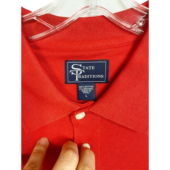 MARTHA'S VINEYARD STATE TRADITIONS USA Short Sleeve Polo Shirt RED LARGE NWT - Picture 3 of 6